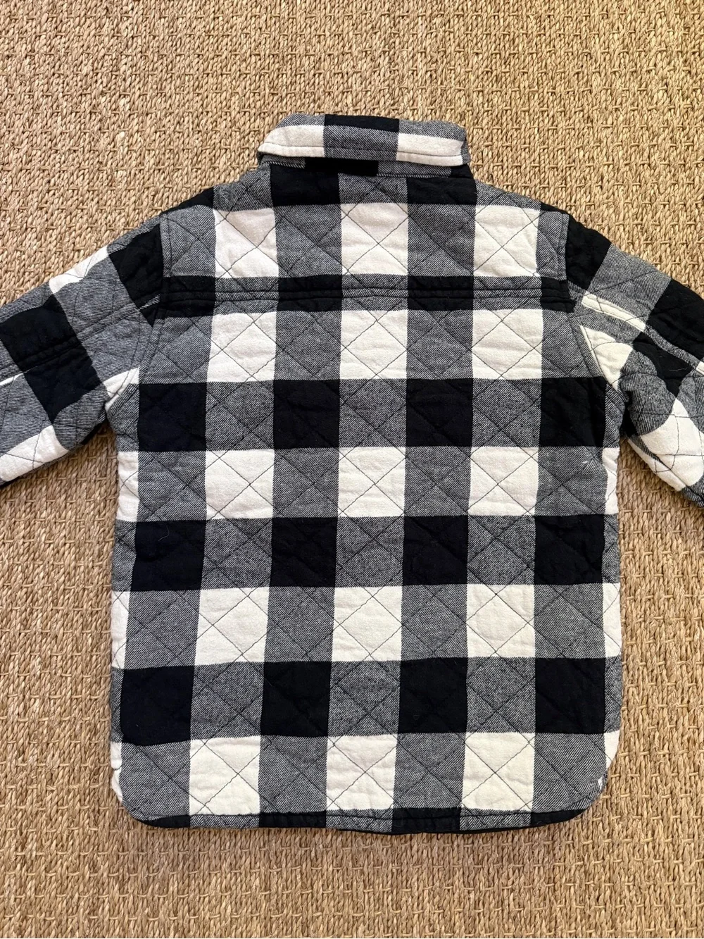 Gap Kids Buffalo Plaid Shirt Jacket Black and White Snap Up Size Small (6-7)